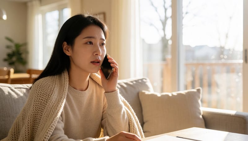 병원에 전화로 검사비를 문의하는 모습
