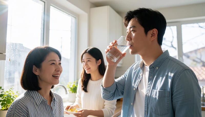 물을 마시는 남성의 모습