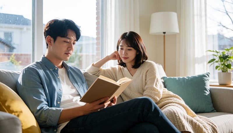 집에서 편안히 휴식을 취하는 남성의 모습