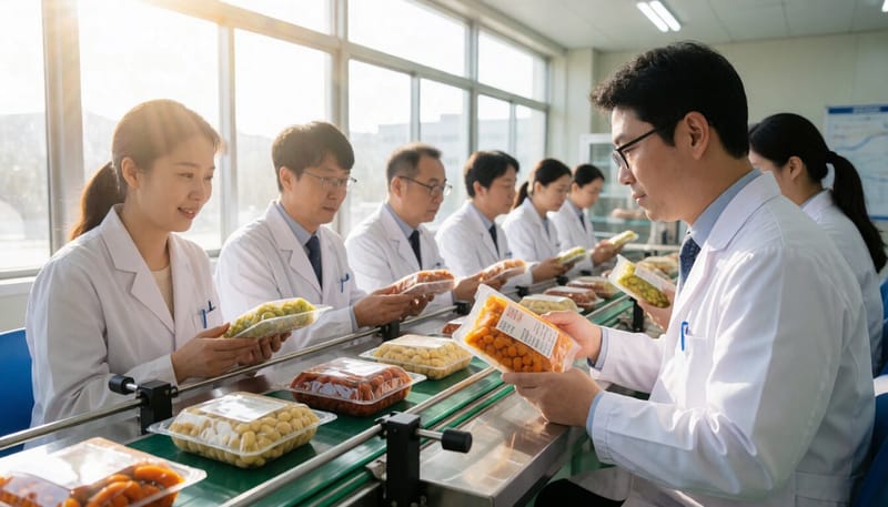 수출용 식품을 검사하는 모습