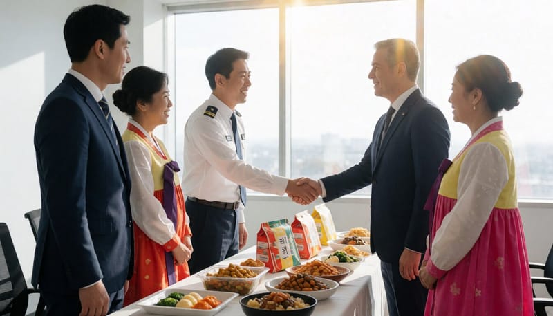 식품안전 협력을 위해 악수하는 관계자들
