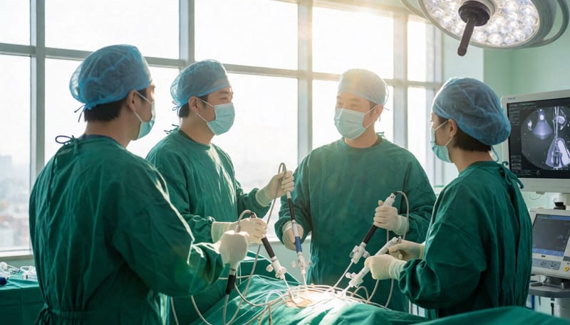 복강경 수술을 진행하는 의료진 모습