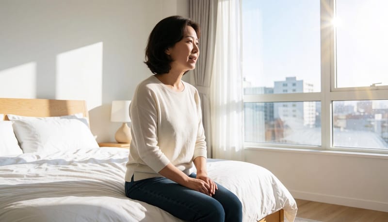 허리를 짚고 통증을 느끼는 여성의 모습
