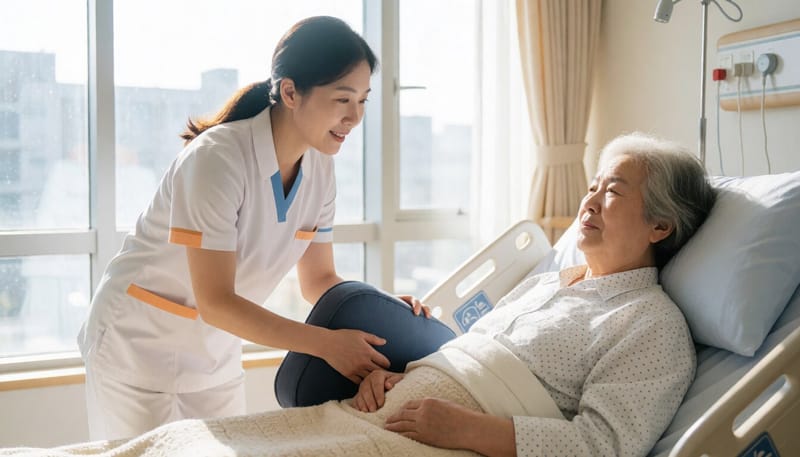요양시설에서 어르신의 욕창 예방을 돕는 보호자