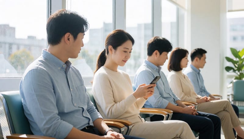 산부인과 진료를 기다리는 여성의 모습