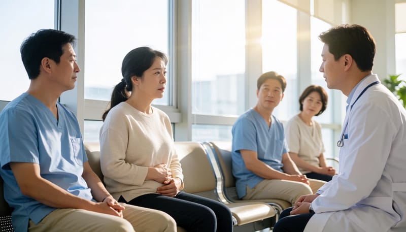 복통으로 병원을 찾은 환자의 모습
