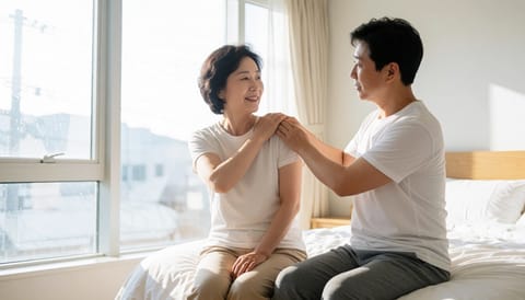 어깨가 안 올라가고 밤마다 쑤신다면, 오십견 운동으로 풀어보기
