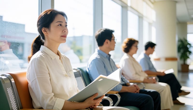 병원에서 상담을 기다리는 여성