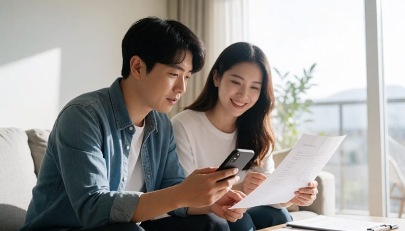 보험 청구 서류를 확인하는 사람의 모습