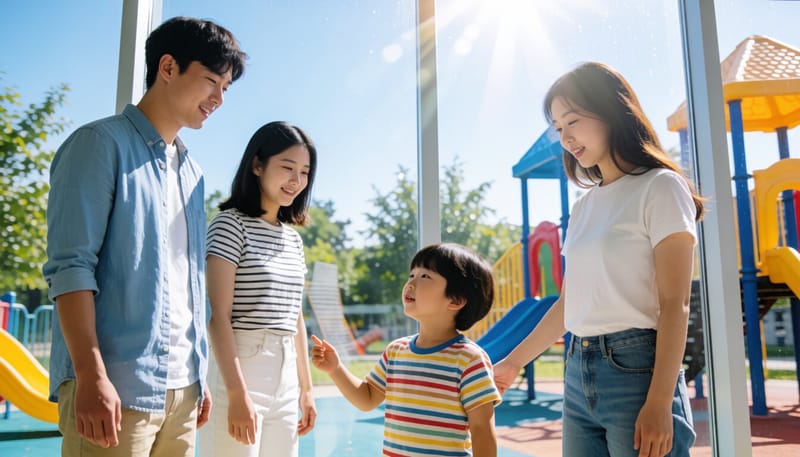 더운 날씨에 아이가 팔을 긁고 있는 모습
