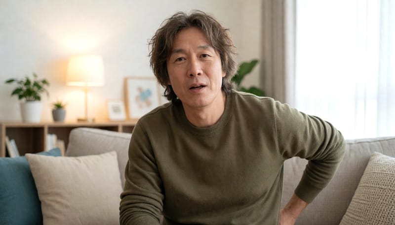 꼬리뼈 통증으로 불편해하는 남성의 모습