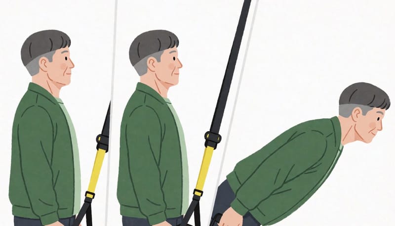발 위치에 따라 TRX 저항 강도가 달라지는 단계별 그림