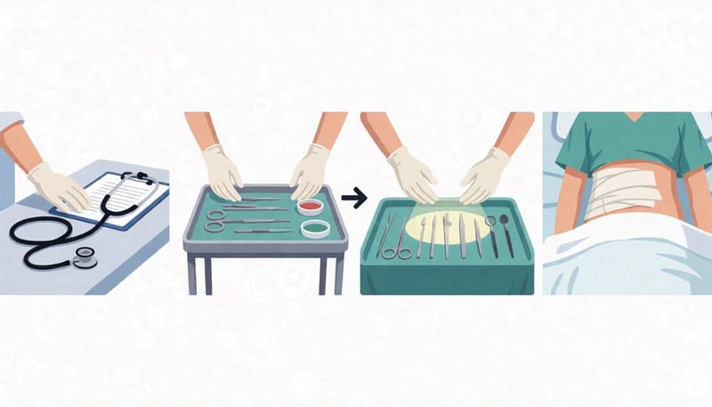 상담부터 마취, 수술, 회복까지 과정을 보여주는 네 장면