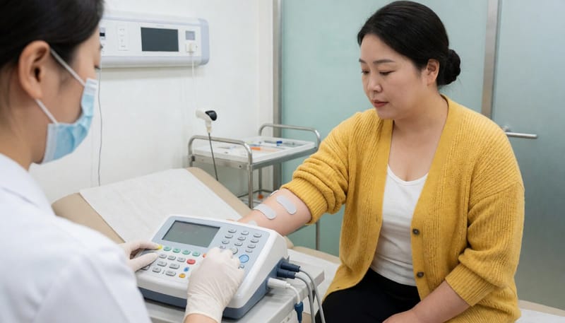 신경전도검사를 받는 모습