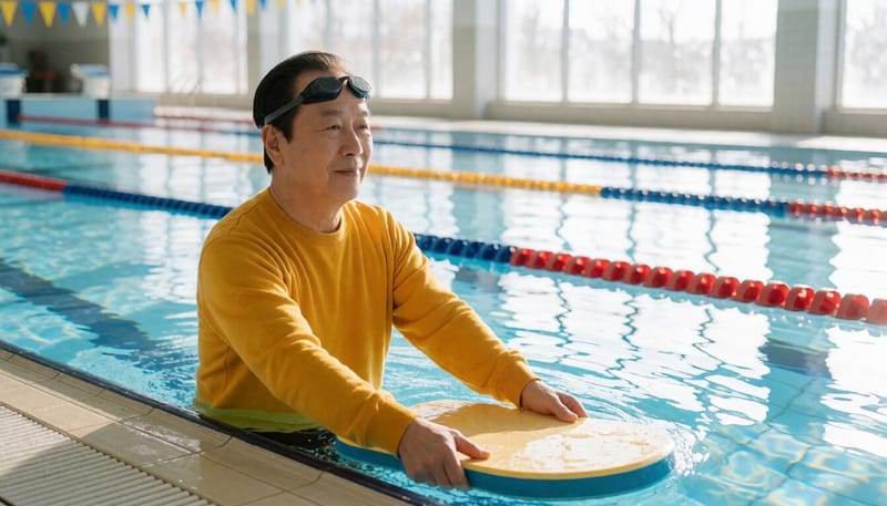 킥보드를 잡고 롤링과 킥을 함께 연습하는 모습