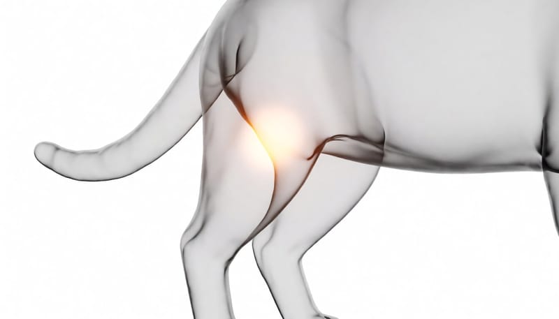 수컷 고양이 요도가 막힌 모습을 보여주는 해부도