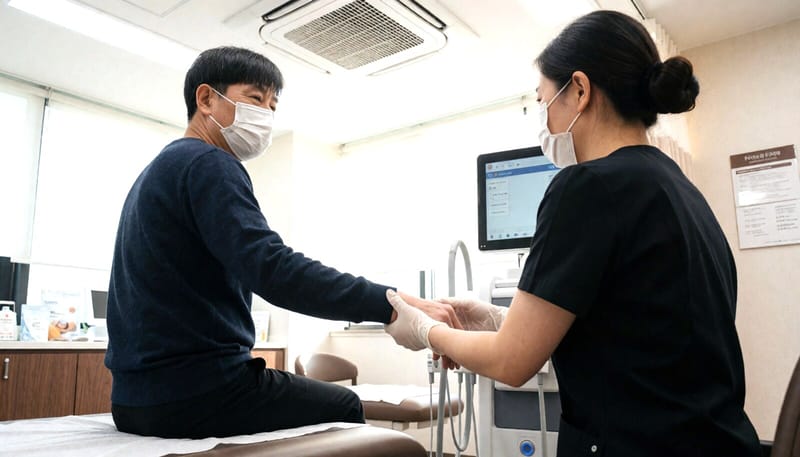 신경과에서 손떨림 검진을 받는 모습