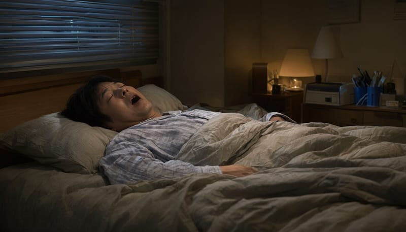 밤 사이 호흡이 멈췄다가 다시 몰아쉬는 남성의 모습