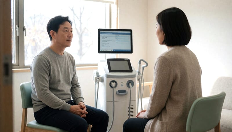 정신건강의학과에서 상담을 받고 있는 남성의 모습