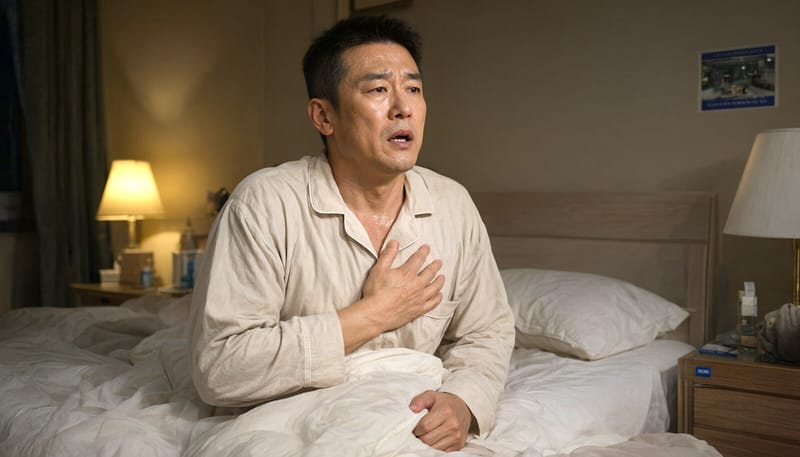 한밤중 갑자기 가슴을 움켜쥐고 숨 가빠하는 남성