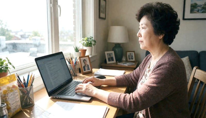 창밖 먼 곳을 바라보며 눈을 쉬는 여성